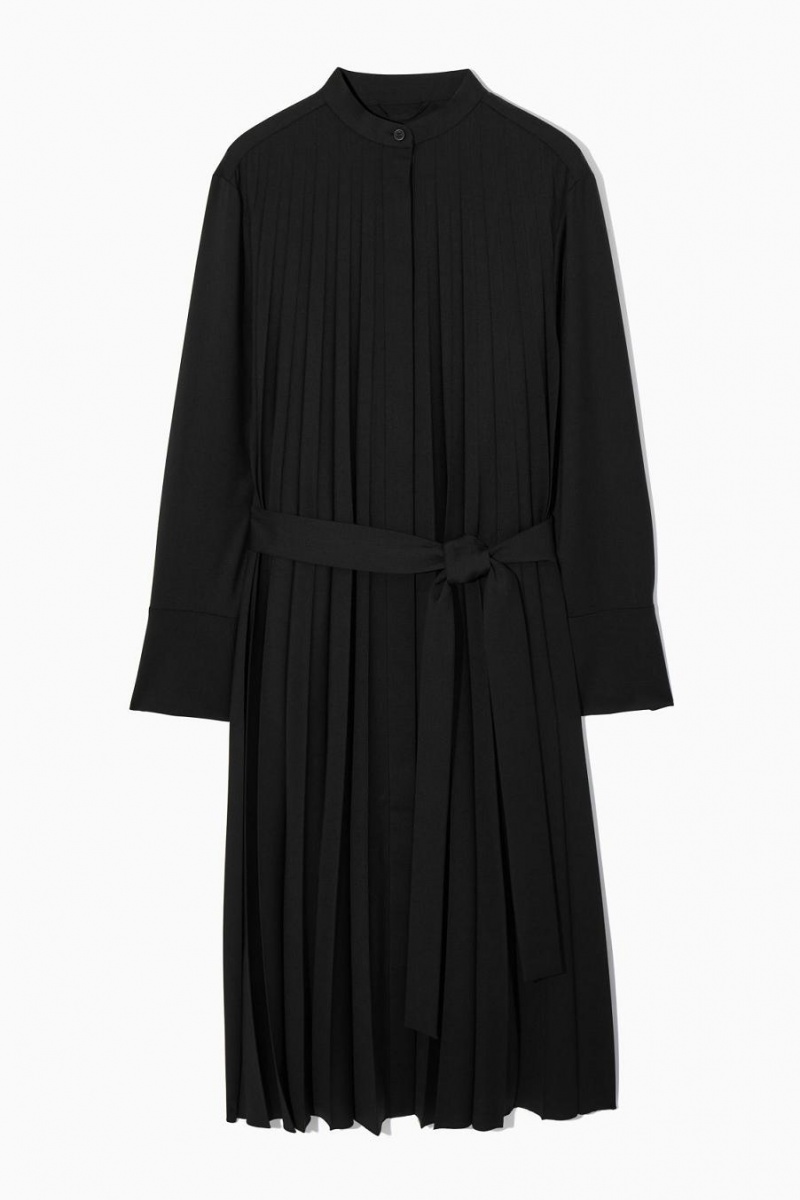 Rochie Dama COS Plisat Lână-blend Shirt Negrii | QEKFC-2814