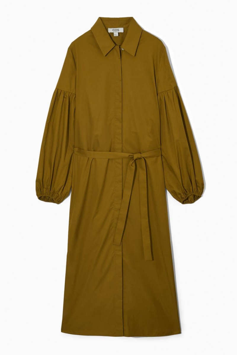 Rochie Dama COS Puff-sleeve Maxi Shirt Maro | LGJEO-6819