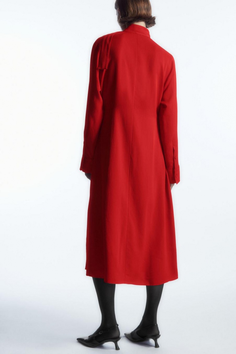 Rochie Dama COS Scarf-detail Draped Midi Rosii | CAWVS-4698