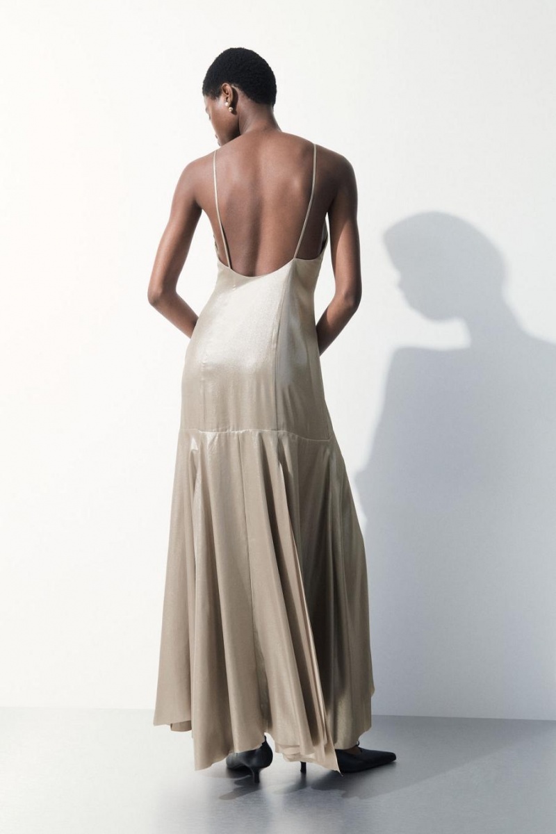 Rochie Dama COS The Metallic Flared Slip Argintii | UJLVQ-0583