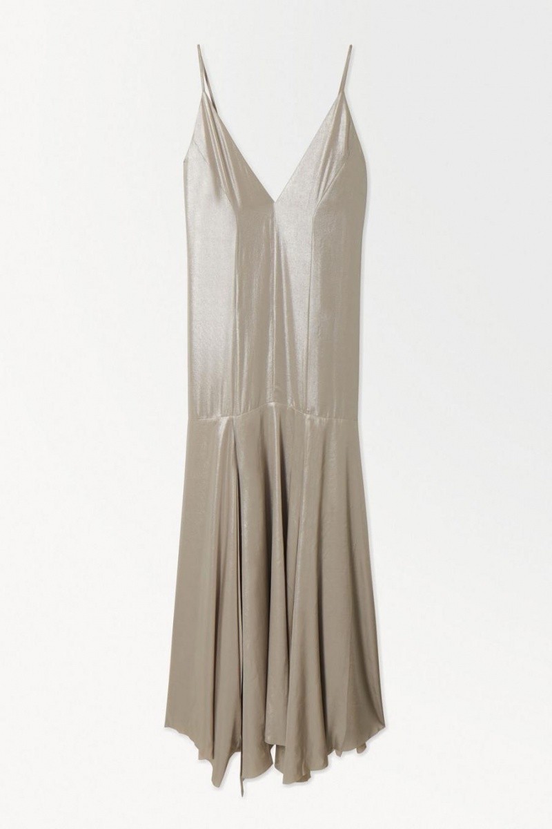 Rochie Dama COS The Metallic Flared Slip Argintii | UJLVQ-0583