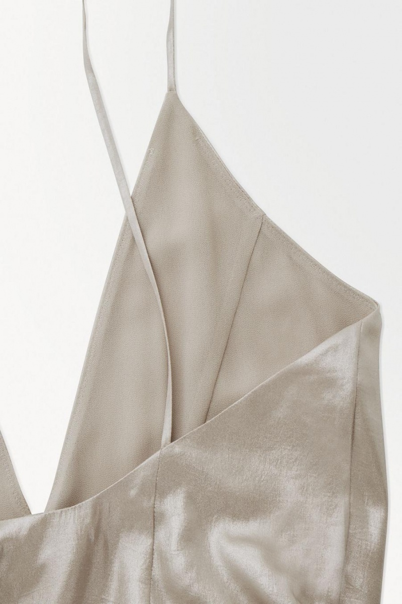 Rochie Dama COS The Metallic Flared Slip Argintii | UJLVQ-0583