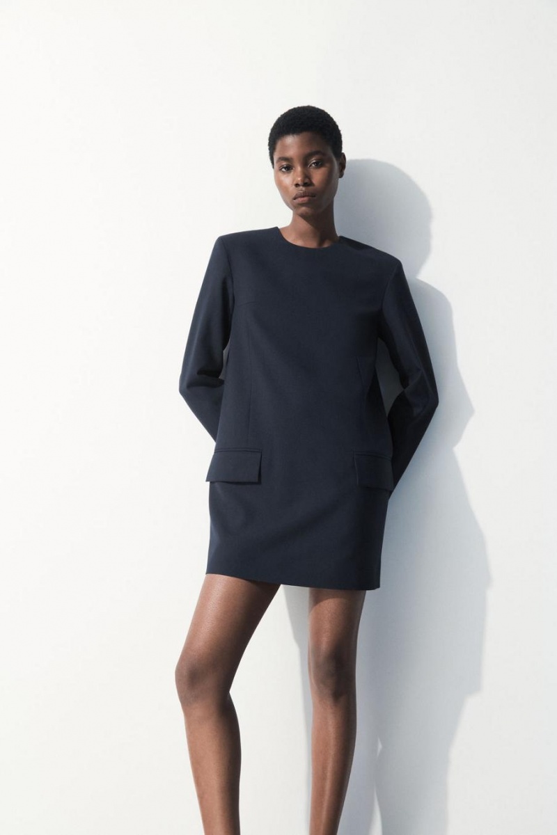 Rochie Dama COS The Tailored Mini Turcoaz Inchis | HYQPV-2918