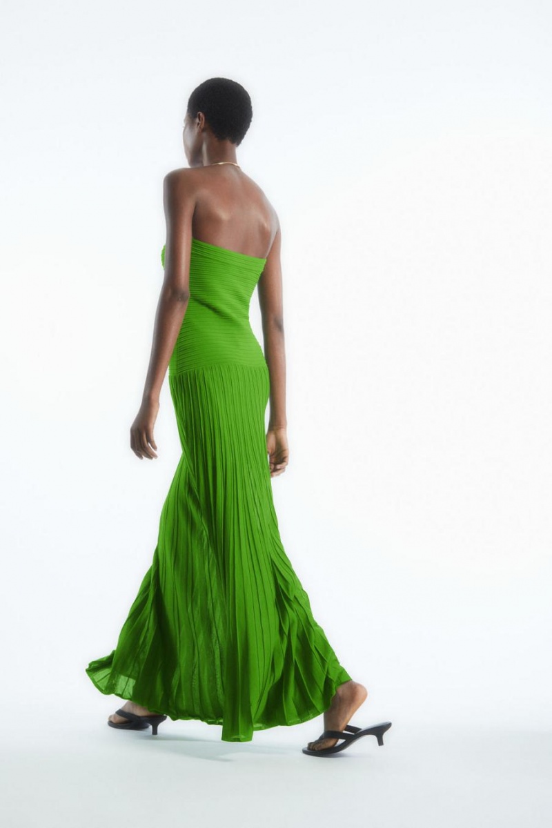 Rochie Dama COS Tricotate Bandeau Maxi Verzi | IRNWK-5731