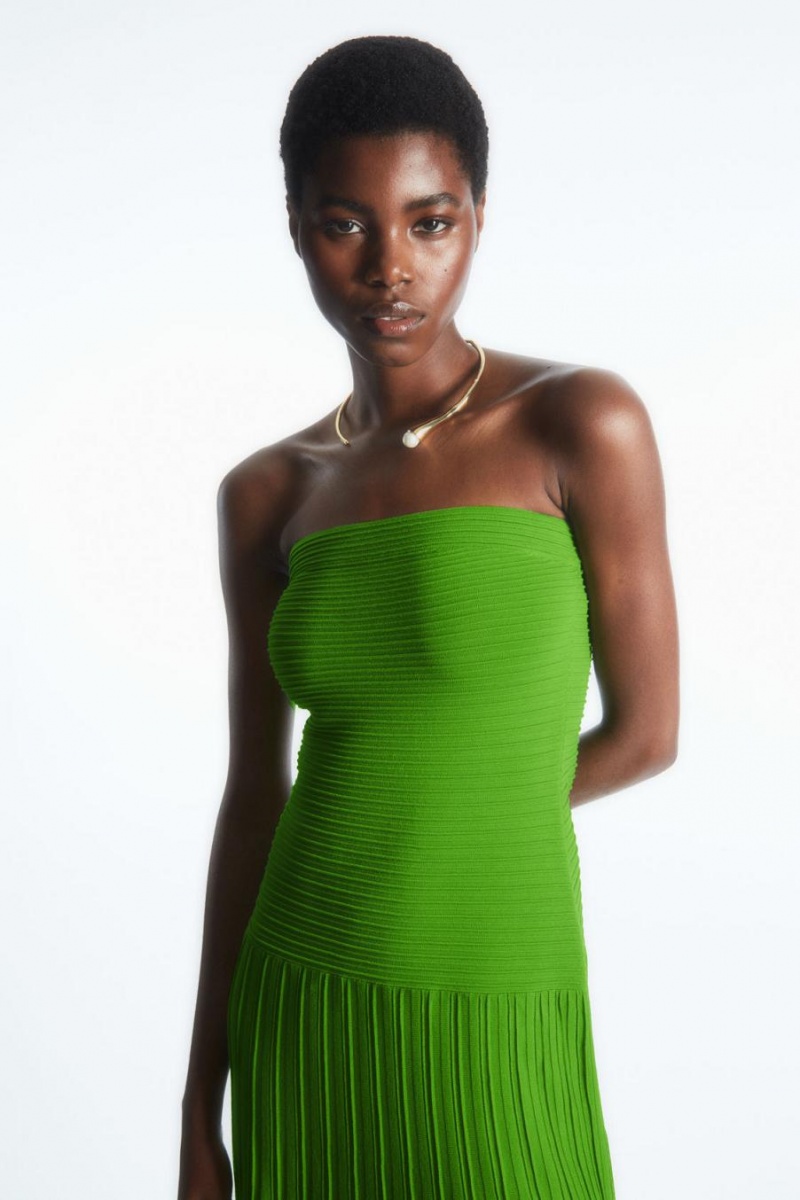 Rochie Dama COS Tricotate Bandeau Maxi Verzi | IRNWK-5731