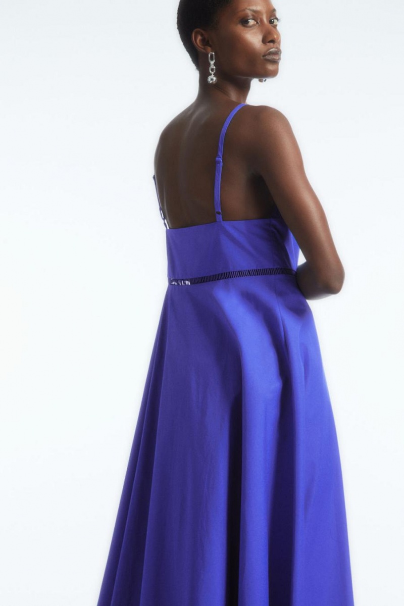 Rochie Dama COS V-neck Midi Slip Albastri | CTWXK-4627