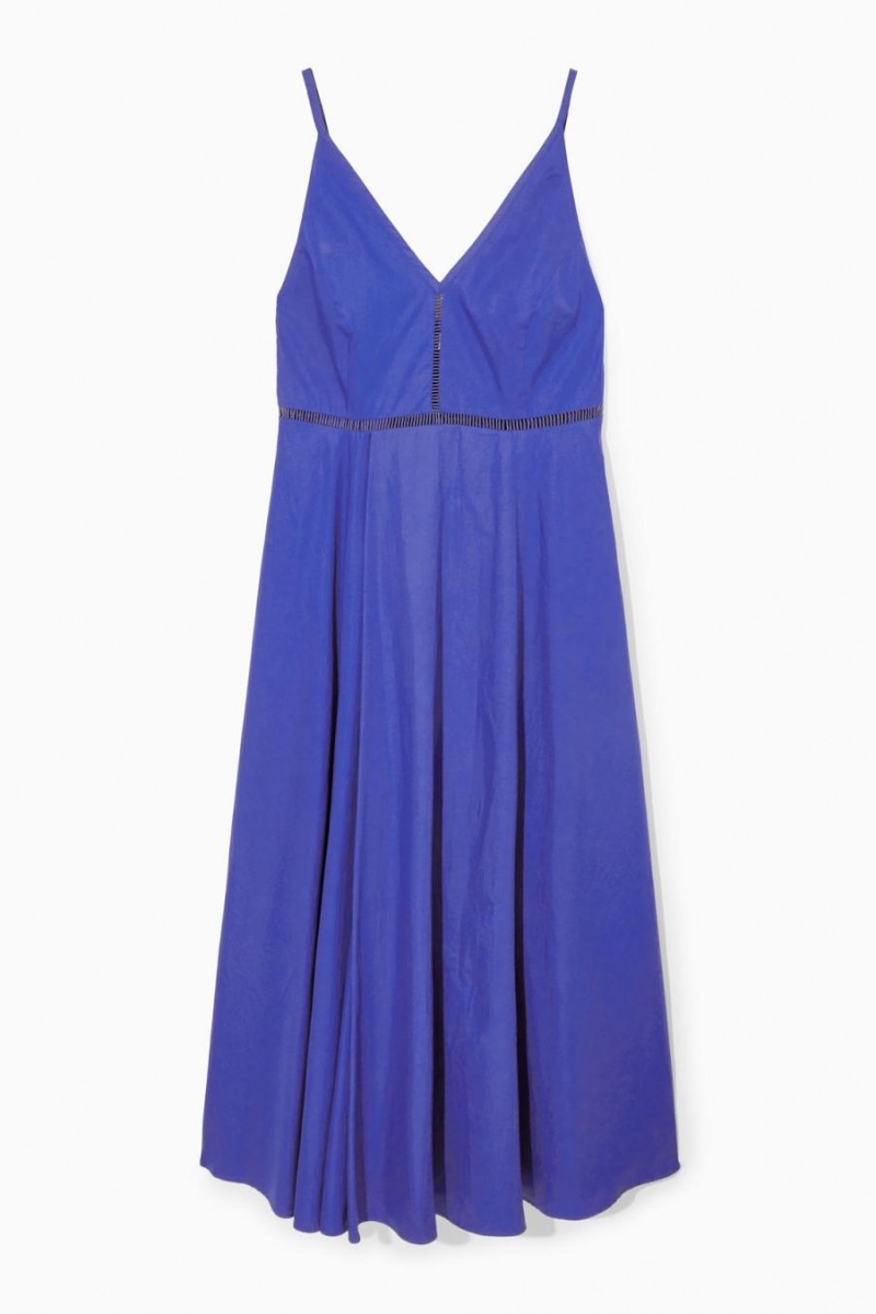 Rochie Dama COS V-neck Midi Slip Albastri | CTWXK-4627