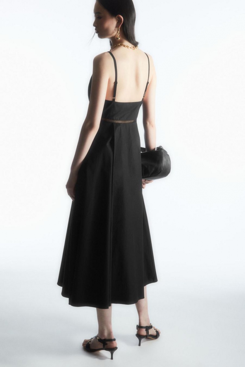 Rochie Dama COS V-neck Midi Slip Negrii | TANDI-7460