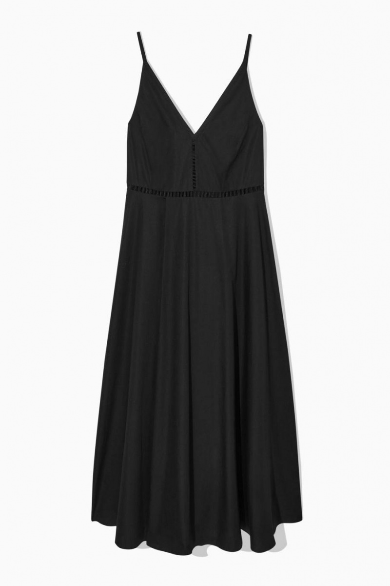 Rochie Dama COS V-neck Midi Slip Negrii | TANDI-7460