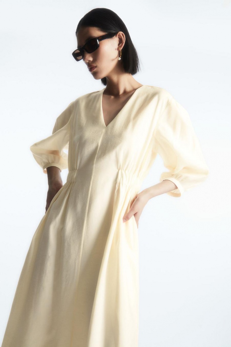 Rochie Dama COS Voluminous V-neck Albi | ARKJF-2106