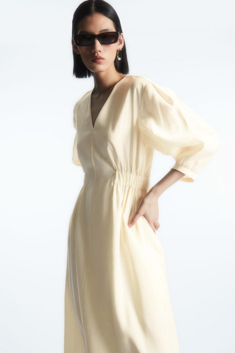 Rochie Dama COS Voluminous V-neck Albi | ARKJF-2106