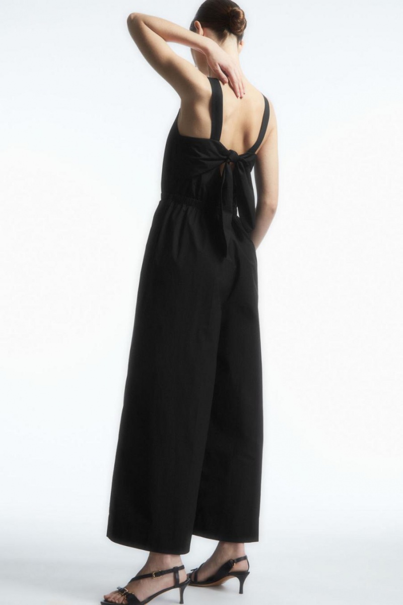 Salopeta Dama COS Bow-back Largi-leg Negrii | JFRHC-7680