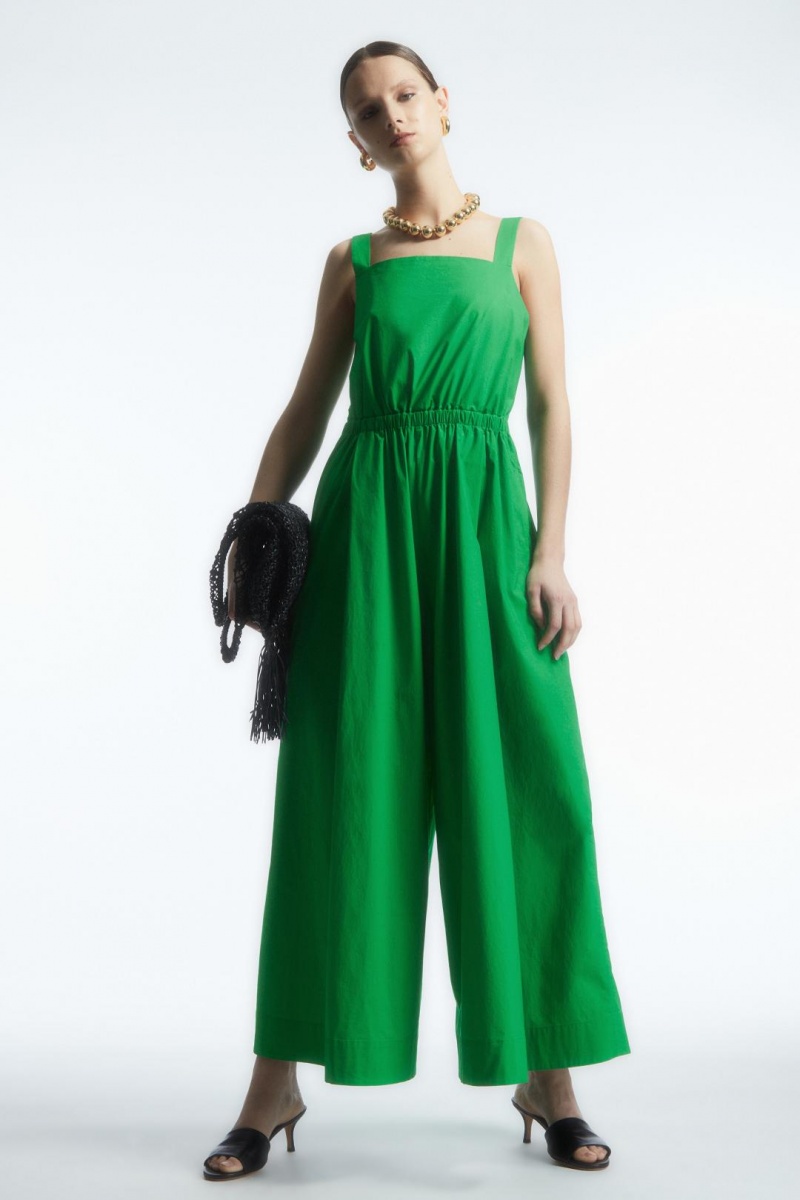Salopeta Dama COS Bow-back Largi-leg Verzi Deschis | MTEXA-1752