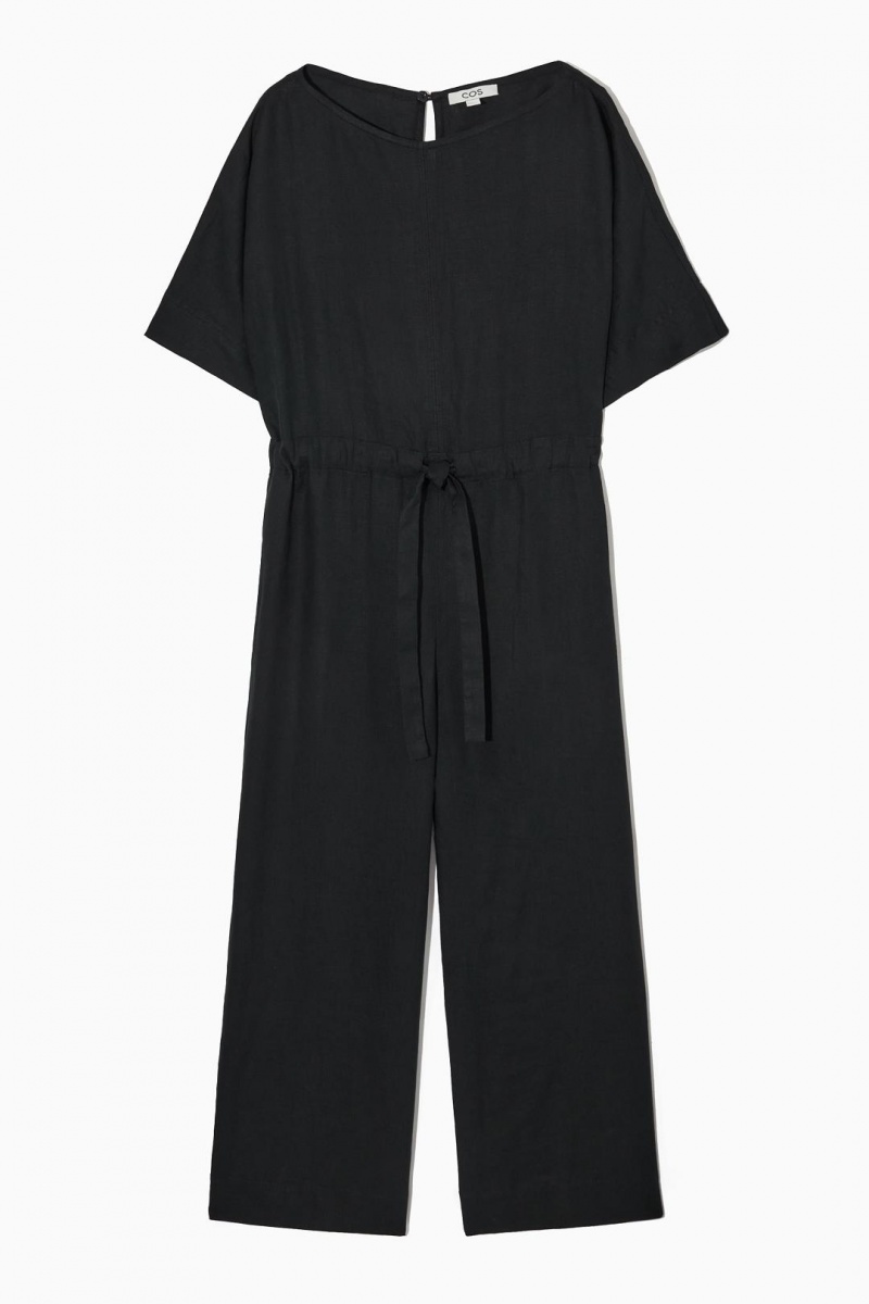 Salopeta Dama COS Drawstring-waist Linen Negrii | YOVAF-7682