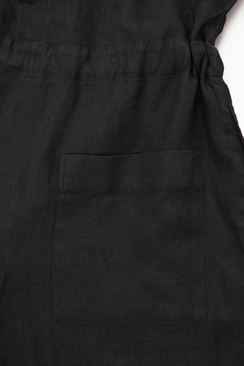 Salopeta Dama COS Drawstring-waist Linen Negrii | YOVAF-7682