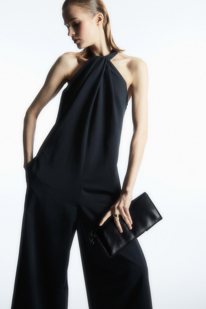 Salopeta Dama COS Twist-detail Halternec Bleumarin | XTJEY-8903