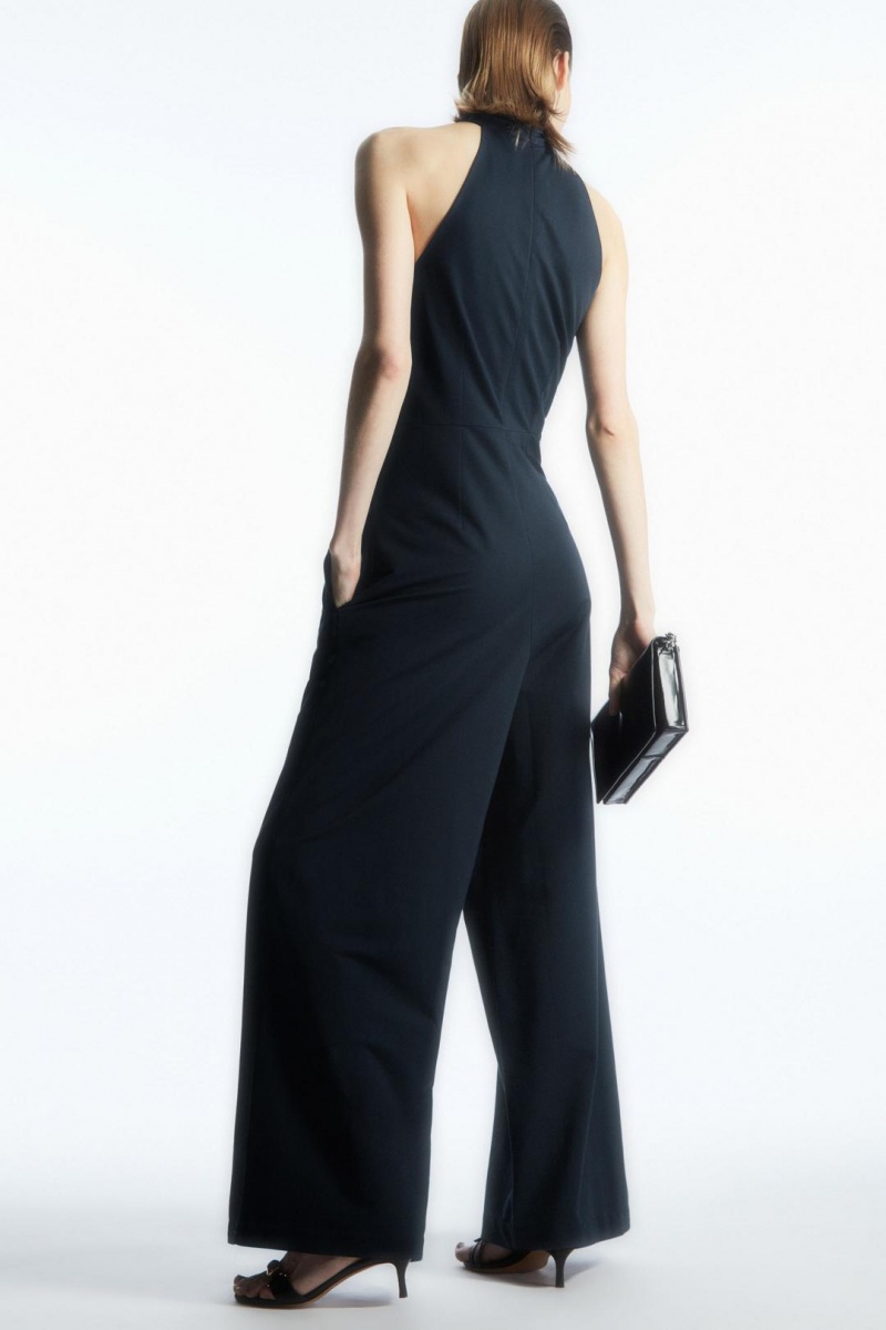 Salopeta Dama COS Twist-detail Halternec Bleumarin | XTJEY-8903