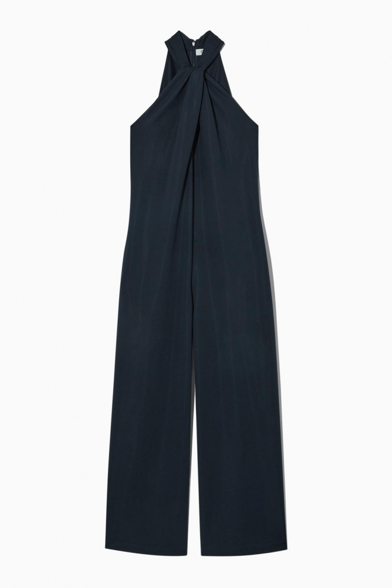 Salopeta Dama COS Twist-detail Halternec Bleumarin | XTJEY-8903
