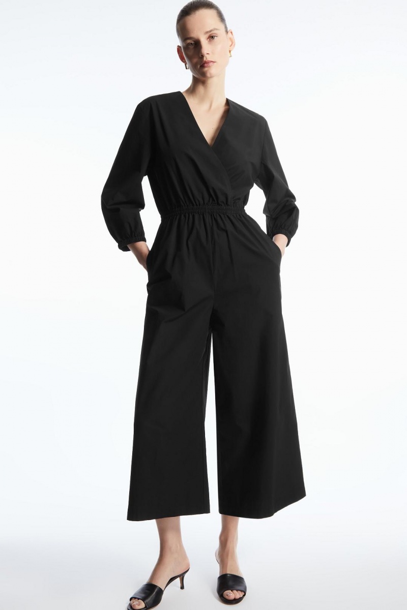 Salopeta Dama COS V-neck Culotte Negrii | ZMVEI-9715