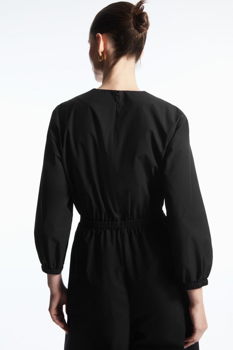 Salopeta Dama COS V-neck Culotte Negrii | ZMVEI-9715