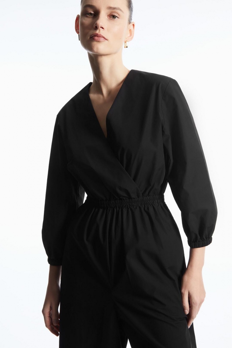 Salopeta Dama COS V-neck Culotte Negrii | ZMVEI-9715