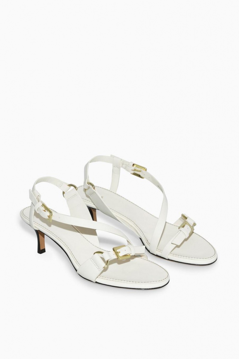Sandale Dama COS Buckled Cu Bretele Toc Albi | BISCJ-4375