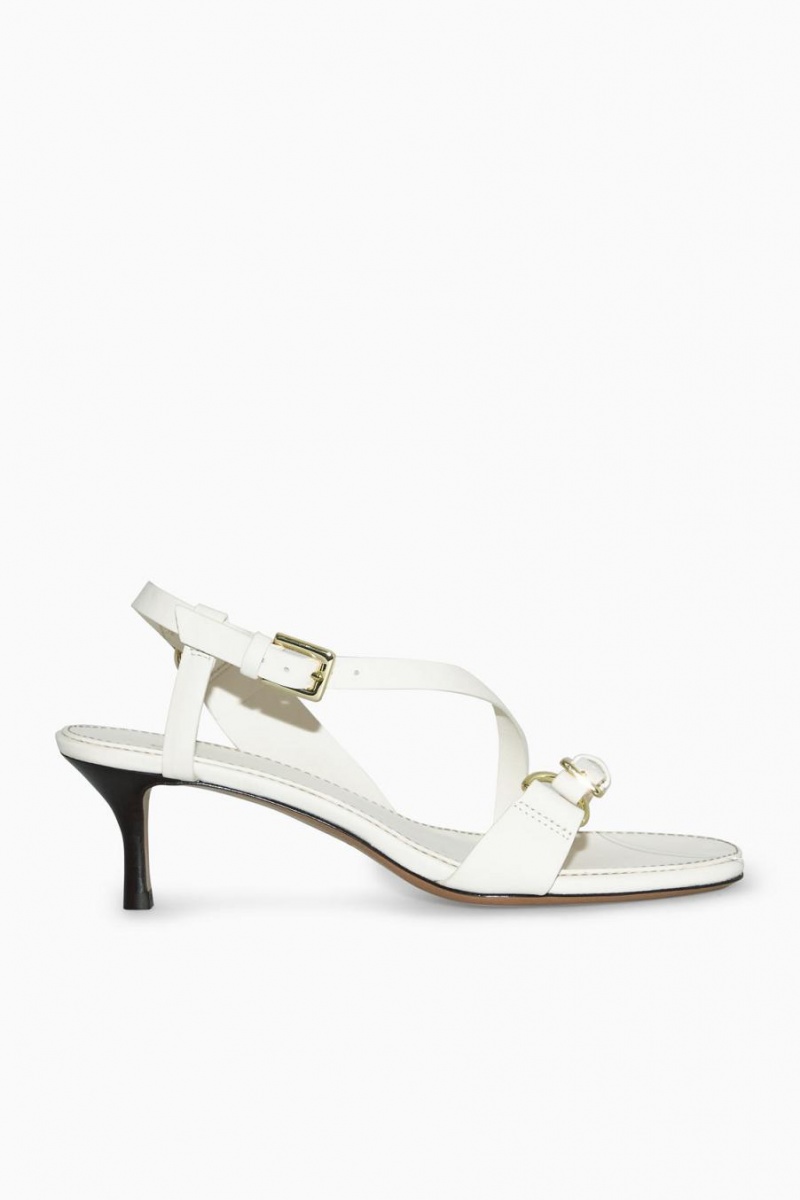 Sandale Dama COS Buckled Cu Bretele Toc Albi | BISCJ-4375