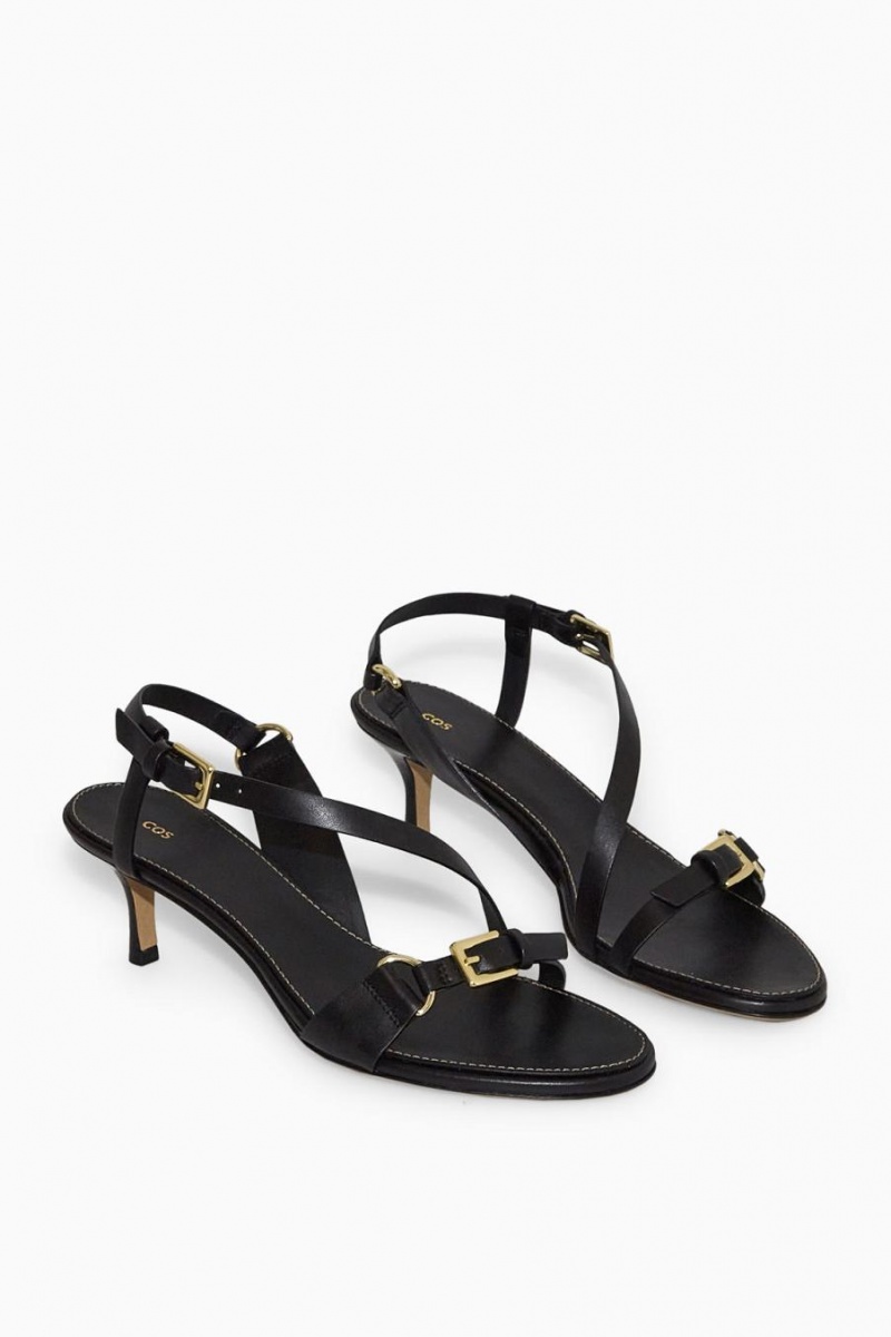 Sandale Dama COS Buckled Cu Bretele Toc Negrii | SVNAO-6980