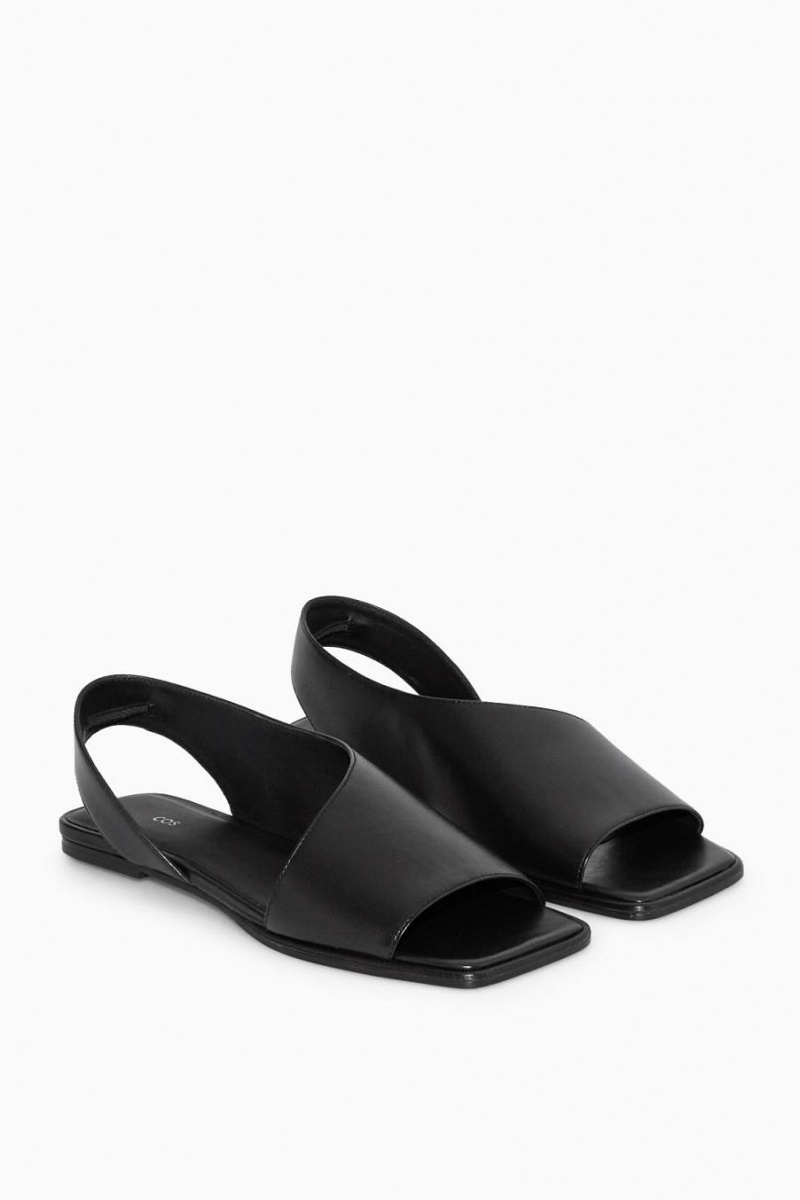Sandale Dama COS Piele Slingback Negrii | LJAKN-5194