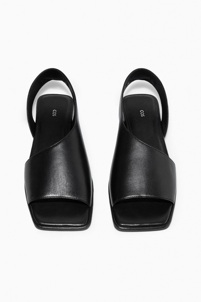 Sandale Dama COS Piele Slingback Negrii | LJAKN-5194