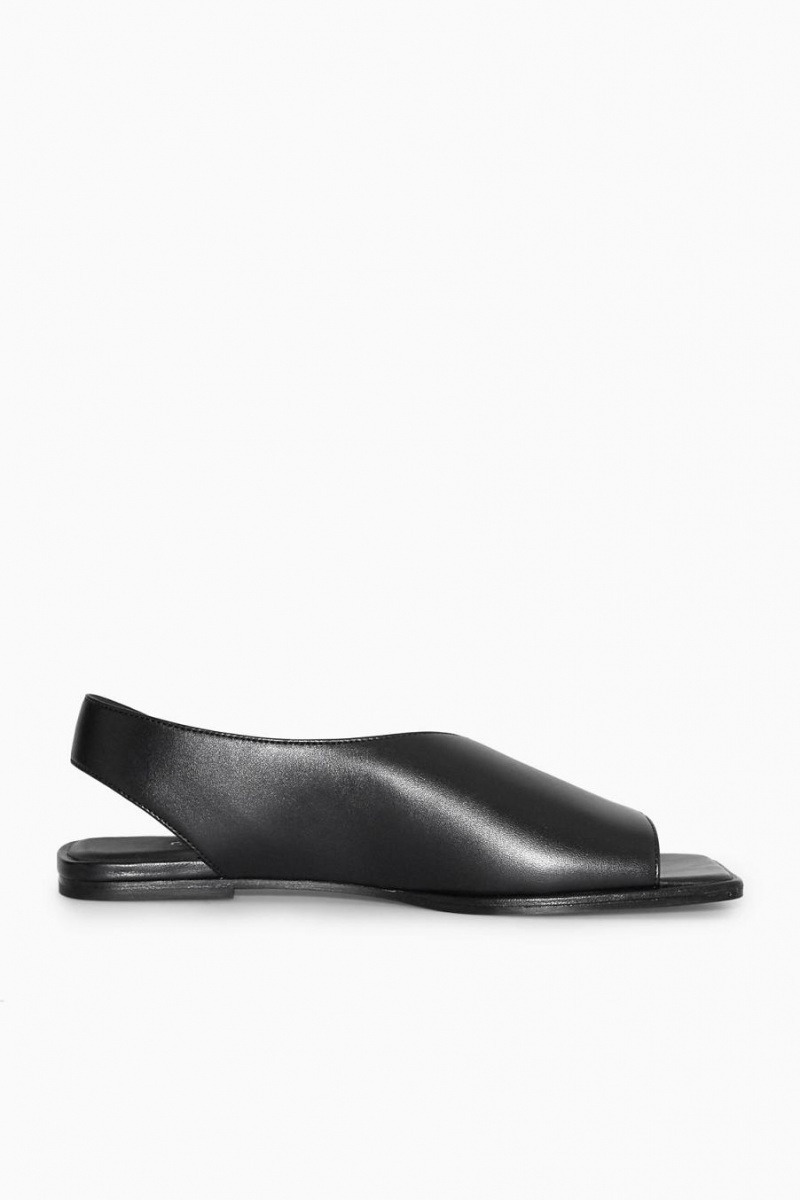 Sandale Dama COS Piele Slingback Negrii | LJAKN-5194