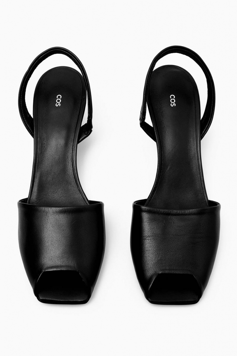 Sandale Dama COS Slingback Piele Negrii | DSOMT-6518