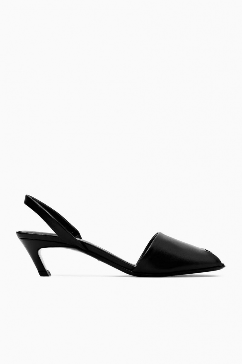 Sandale Dama COS Slingback Piele Negrii | DSOMT-6518