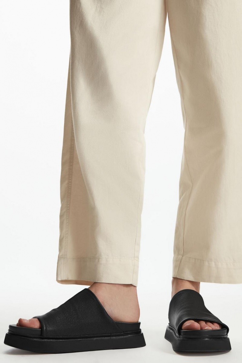Slapi Dama COS Piele Platforma Negrii | JYEDZ-5102