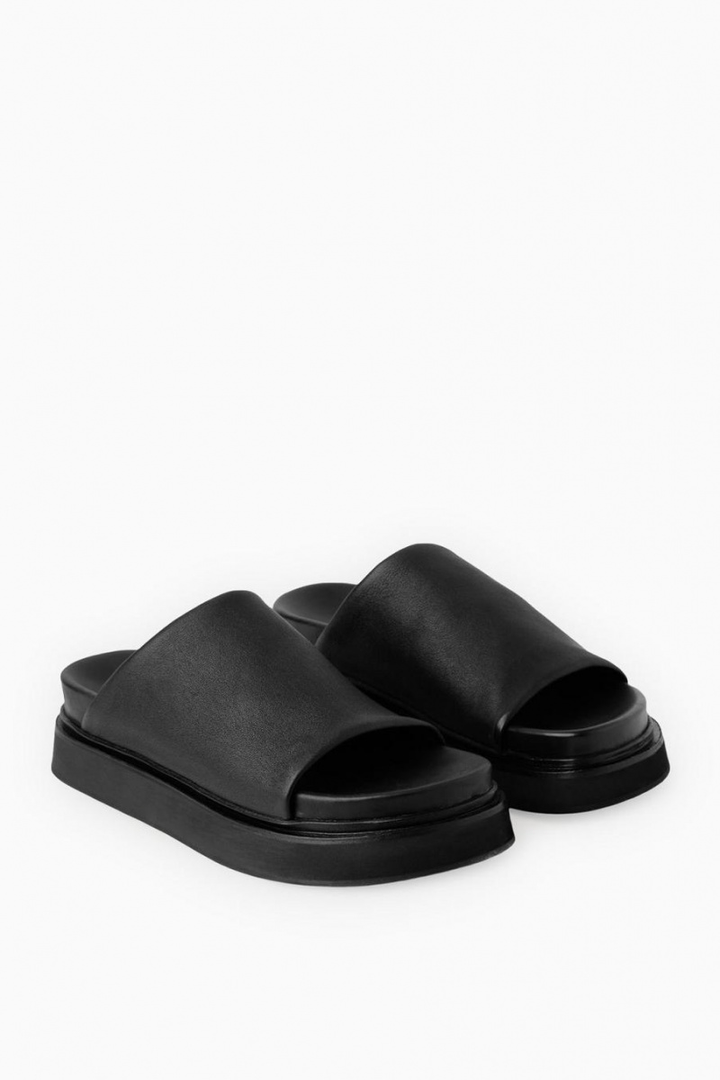 Slapi Dama COS Piele Platforma Negrii | JYEDZ-5102