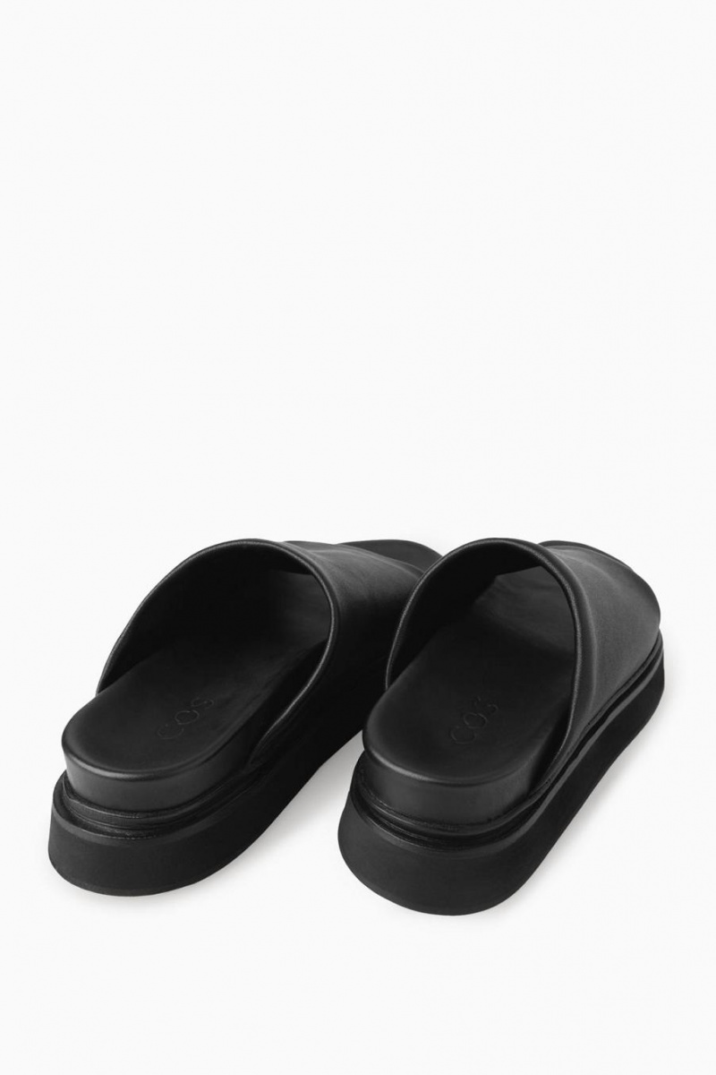 Slapi Dama COS Piele Platforma Negrii | JYEDZ-5102