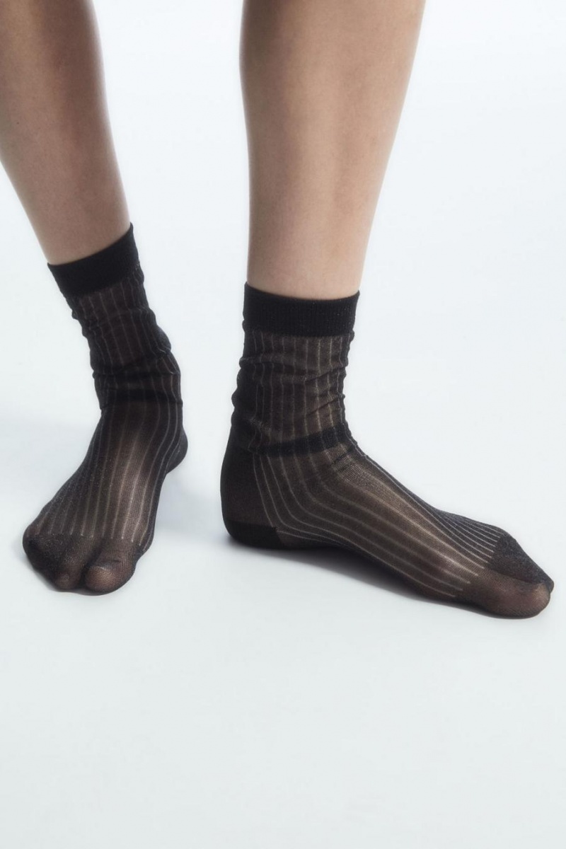 Sosete Dama COS Cu Nervuri Sheer Negrii | PREGJ-4718