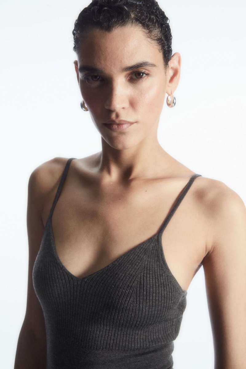 Sutien Dama COS Cu Nervuri-knit Merino Lână Gri Inchis | DJTNS-4965
