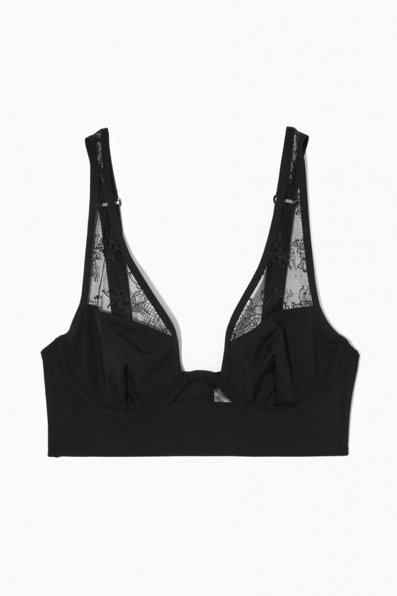 Sutien Dama COS Cut-out Dantela Negrii | KTAJZ-7639