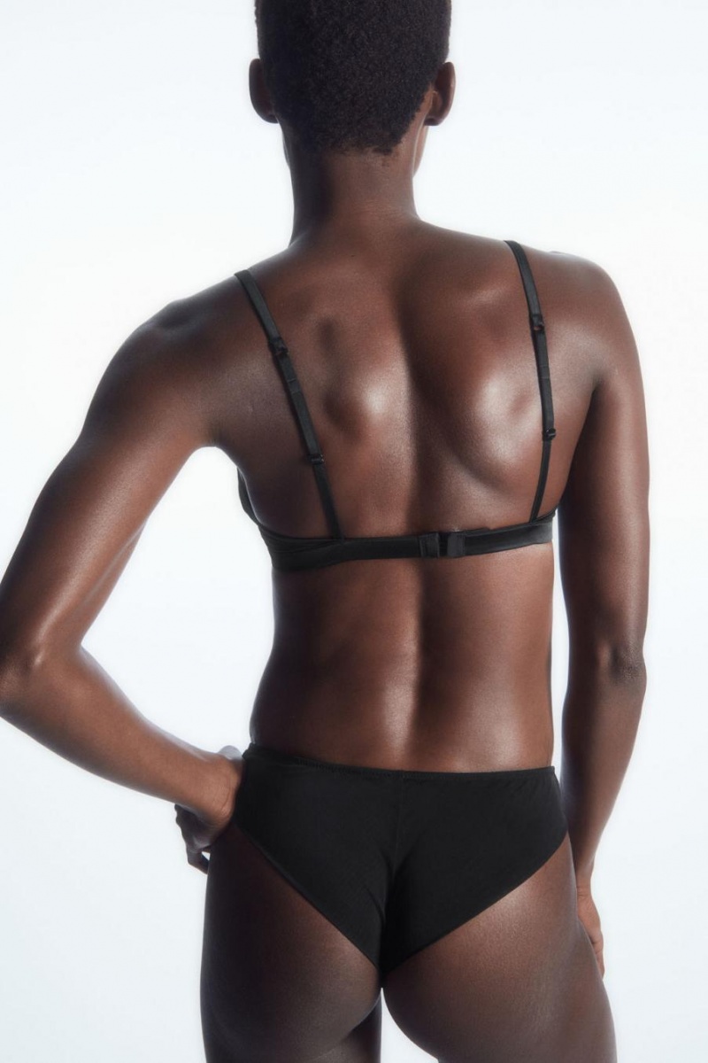 Sutien Dama COS Embroidered Mesh Triangle Negrii | TBGWK-9180