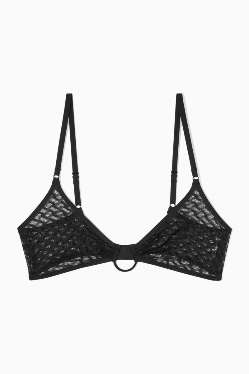 Sutien Dama COS Geometric Mesh Soft-cup U-wire Negrii | XFEPQ-9482