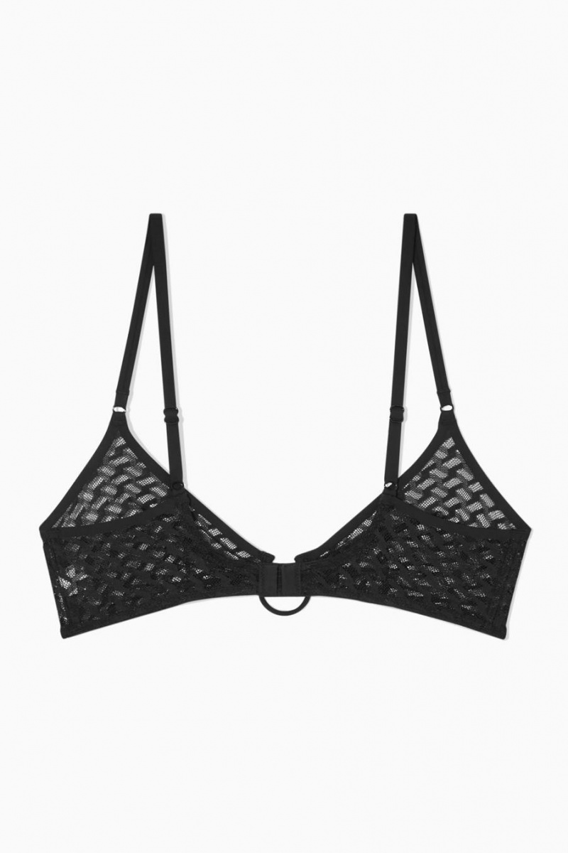 Sutien Dama COS Geometric Mesh Soft-cup U-wire Negrii | XFEPQ-9482