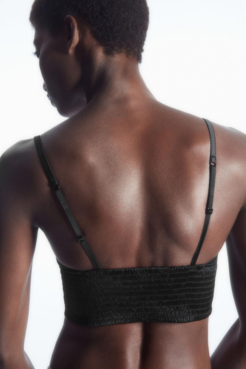 Sutien Dama COS Longline Dantela-trimmed Silk Negrii | NLQOS-1786