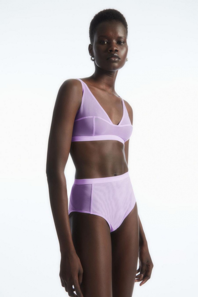Sutien Dama COS Mesh Soft-cup Plunge Violet Deschis | RAHGO-2364