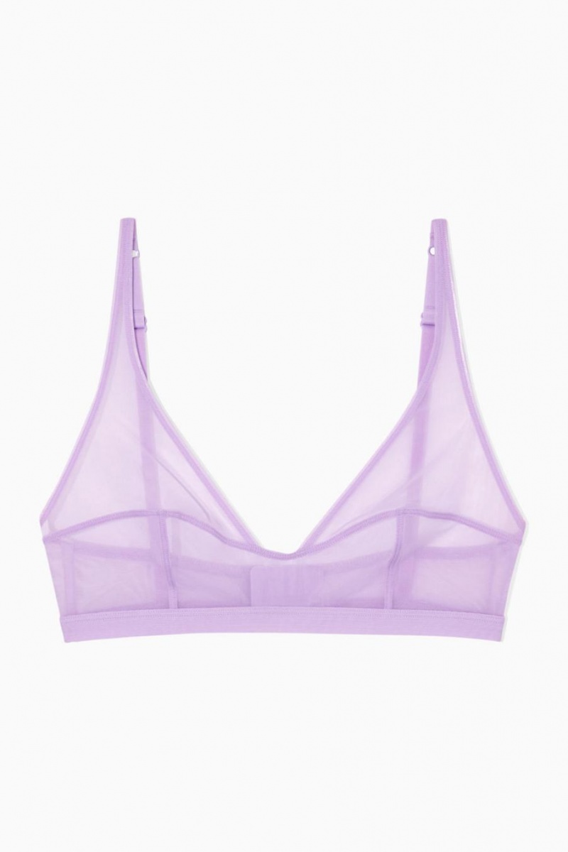 Sutien Dama COS Mesh Soft-cup Plunge Violet Deschis | RAHGO-2364