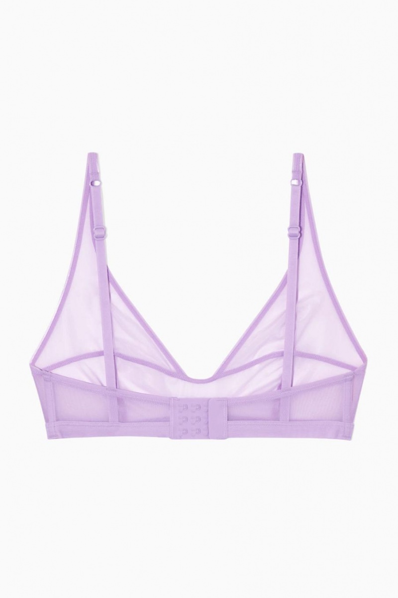 Sutien Dama COS Mesh Soft-cup Plunge Violet Deschis | RAHGO-2364