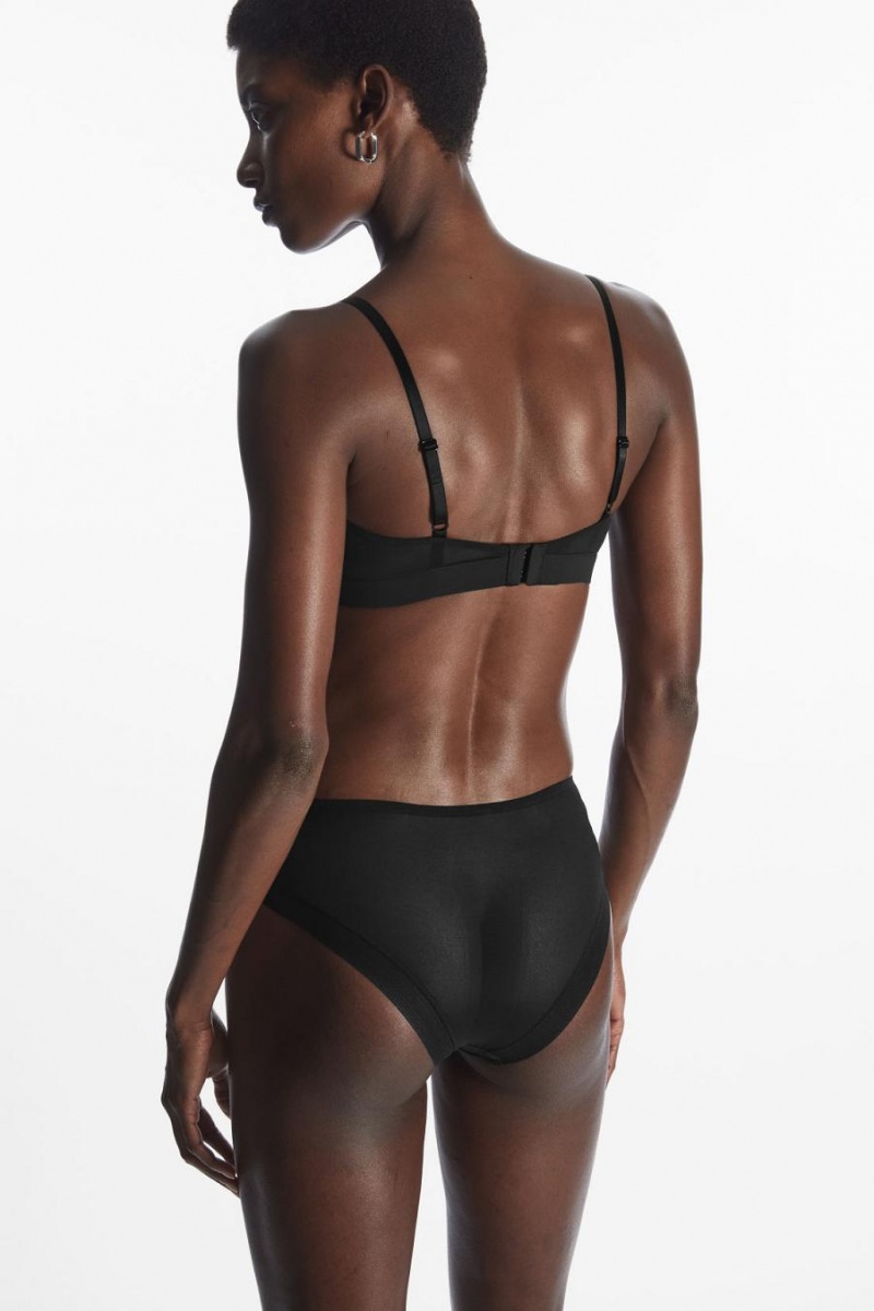 Sutien Dama COS Mesh-trimmed Soft-cup Triangle Negrii | POTJC-2149