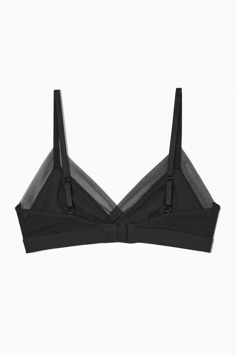 Sutien Dama COS Mesh-trimmed Soft-cup Triangle Negrii | POTJC-2149