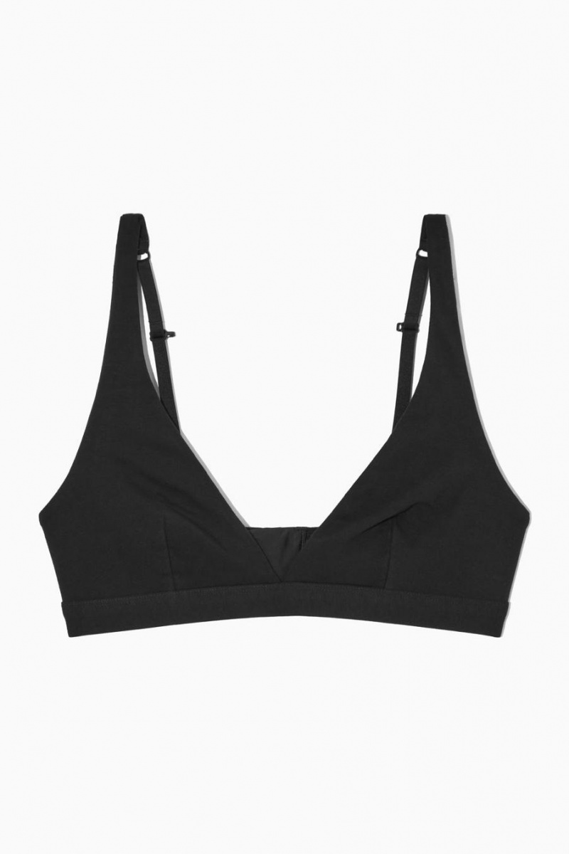 Sutien Dama COS Organic Bumbac Triangle Negrii | QZBJT-0762