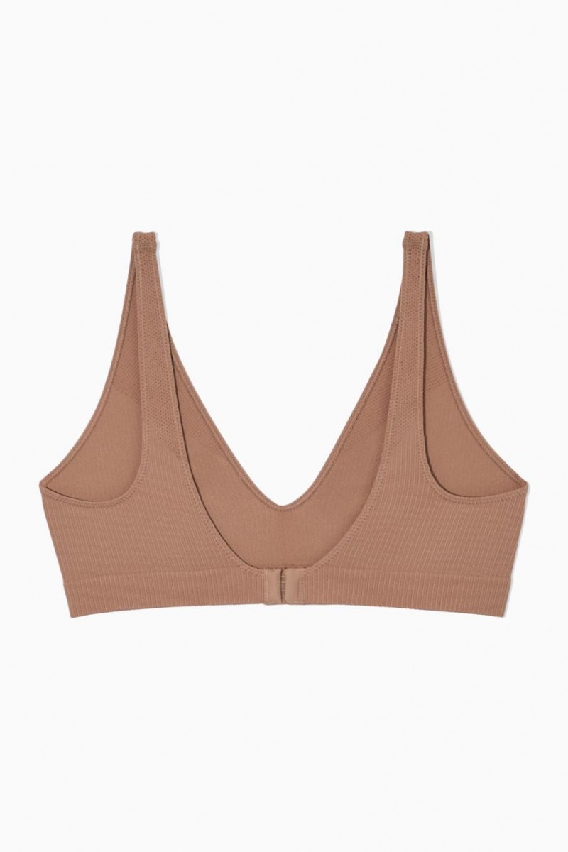 Sutien Dama COS Seamless Cu Nervuri Bej Inchis | SXNTU-5467